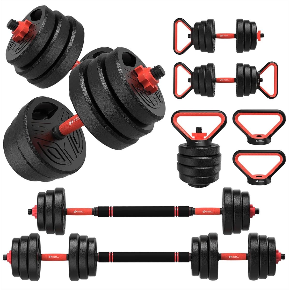 NELLA 3-in-1 Dumbbell - Barbell Set 20 kg - Verstelbare Halterset met Connector - Full-Body Krachttraining - Thuis - Home gym