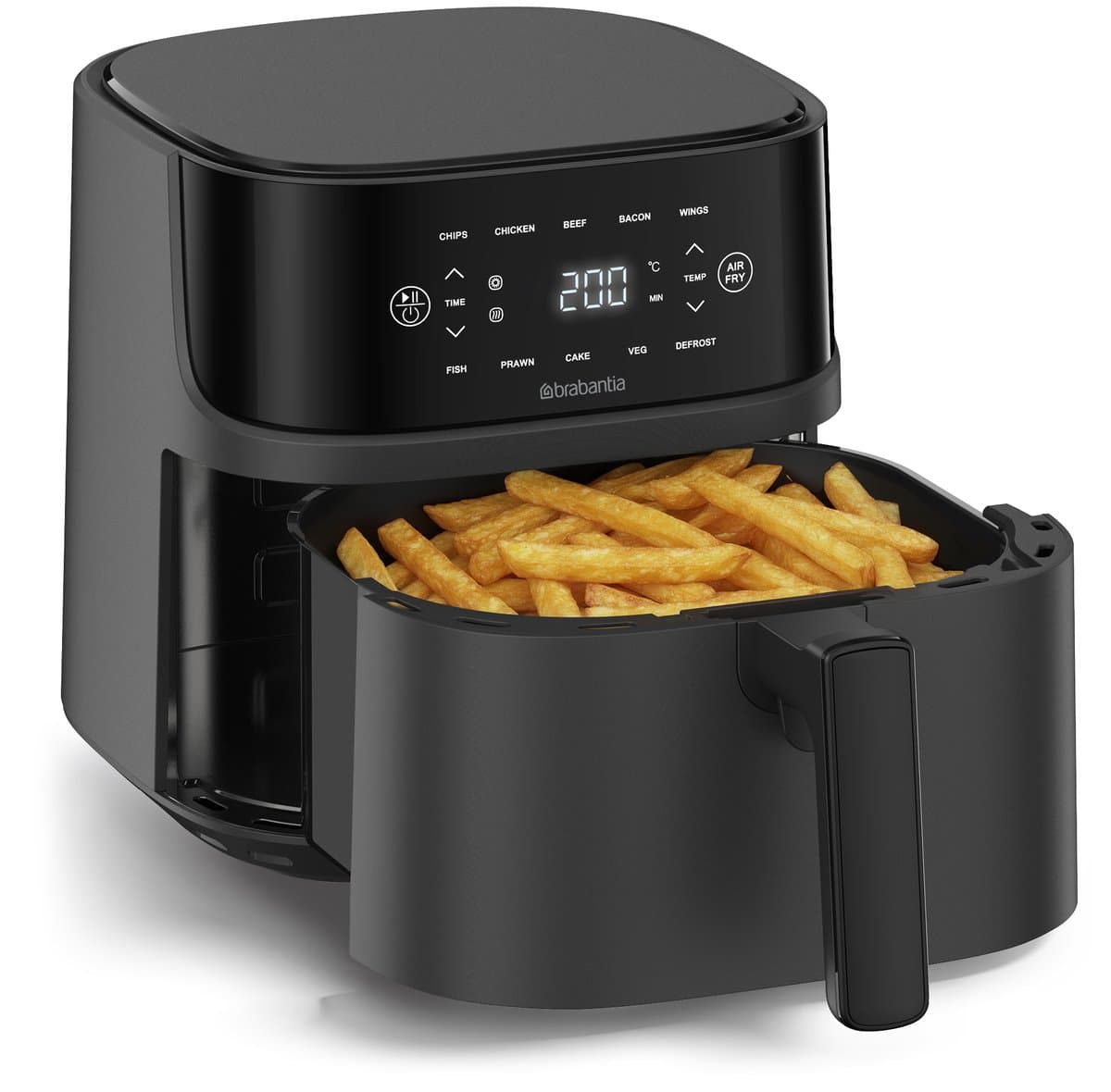 Brabantia Airfryer XXL - 5.7 liter - Digitaal Touchscreen - 10 Kookprogramma's - Tot 5 Personen - PFAS-Vrij - 80ºC tot 200ºC - 1700 Watt - BBEK1136