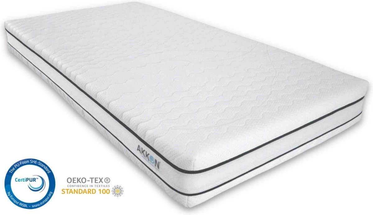 Akkon® NASA Pocketvering Matras 70x200 - 21 cm dik | Traagschuim afdeklaag - 3D Premium Tijk