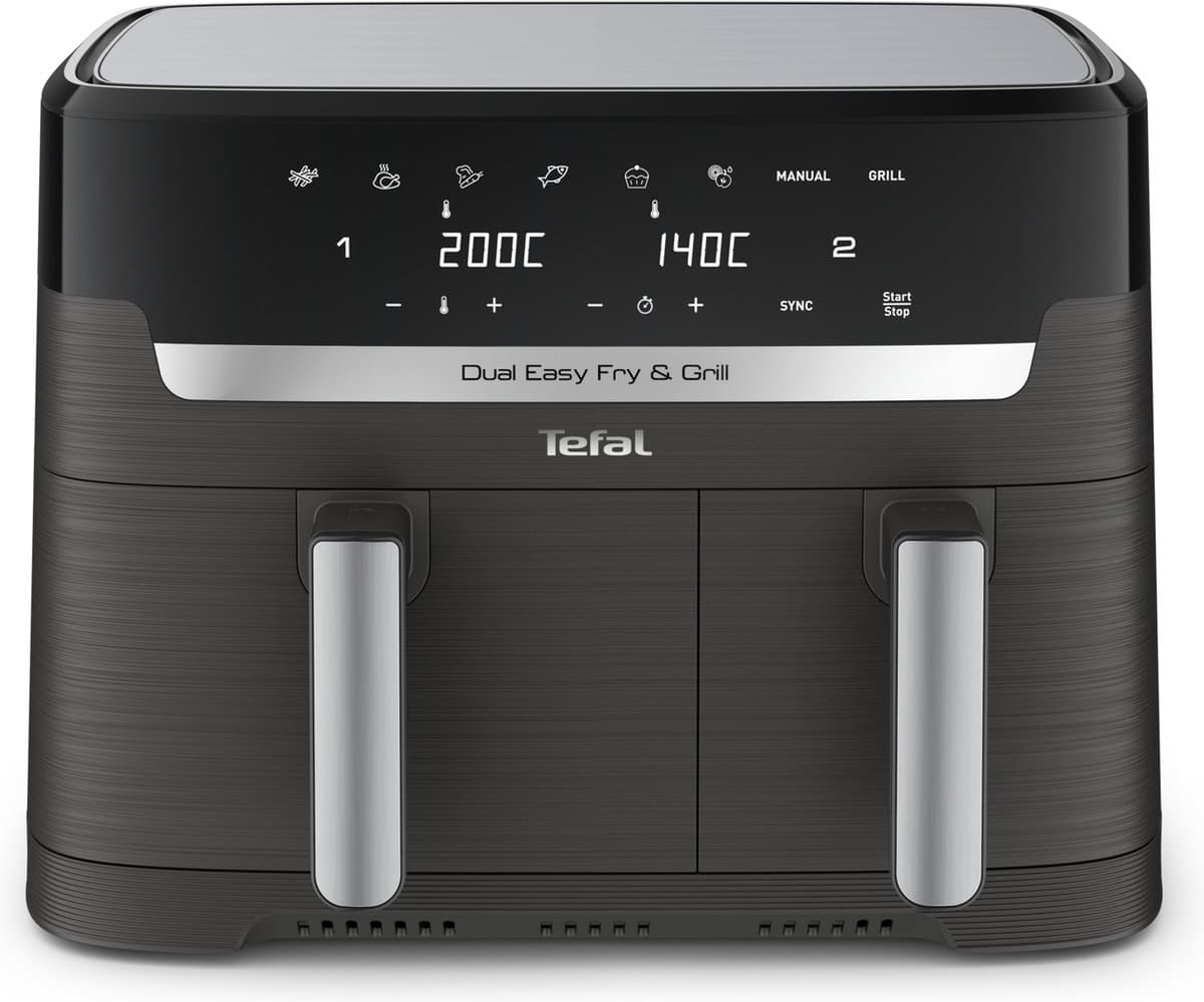 Tefal Easy Fry Dual XXL & Grill EY905B - Dubbele Airfryer - 8.3L - Dubbele Mand - Grillfunctie - XXL Capaciteit