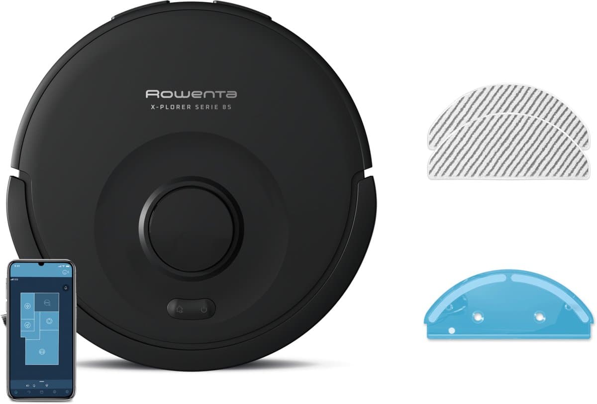 Rowenta X-Plorer Serie 85 RR87C5 - Robotstofzuiger - Met Dweilfunctie - Geschikt voor Alle Vloertypes - Slim Navigatie (Laser) - Hoge zuigkracht (6000 Pa)