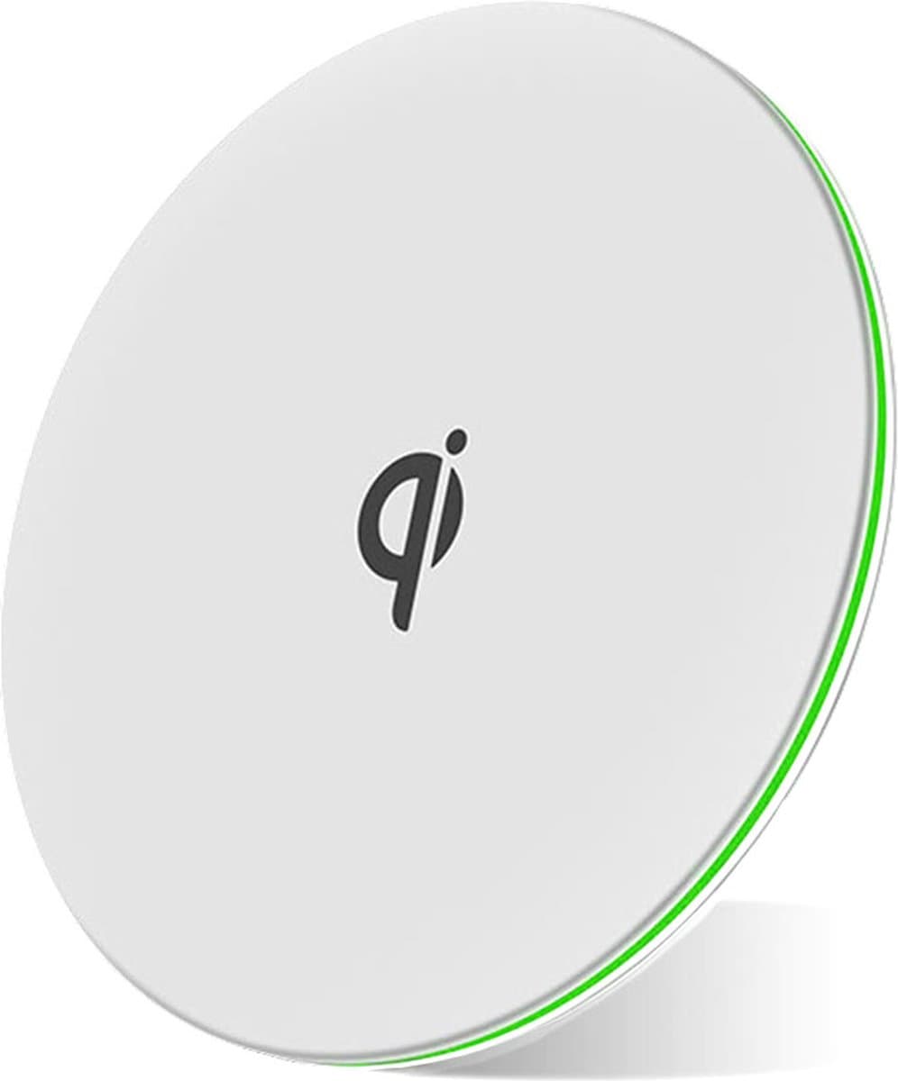 Draadloze Oplader 15W Qi Opladen – Wireless Charging Pad - iPhone Oplader – Samsung Oplader – Oplaad-pad ook voor AirPods en Galaxy Buds – Draadloze Qi Snellader – Kleur Wit