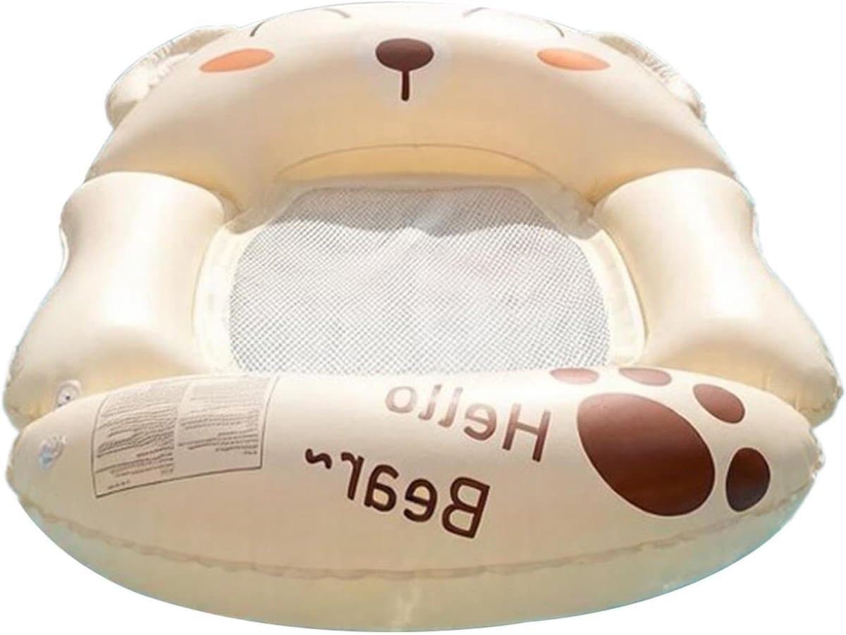 Opblaasbaar Dieren Drijfbed - Opblaasbare Zwemband - Ontspannen in Water - Opvouwbaar en Draagbaar - 120x125cm - Kaki