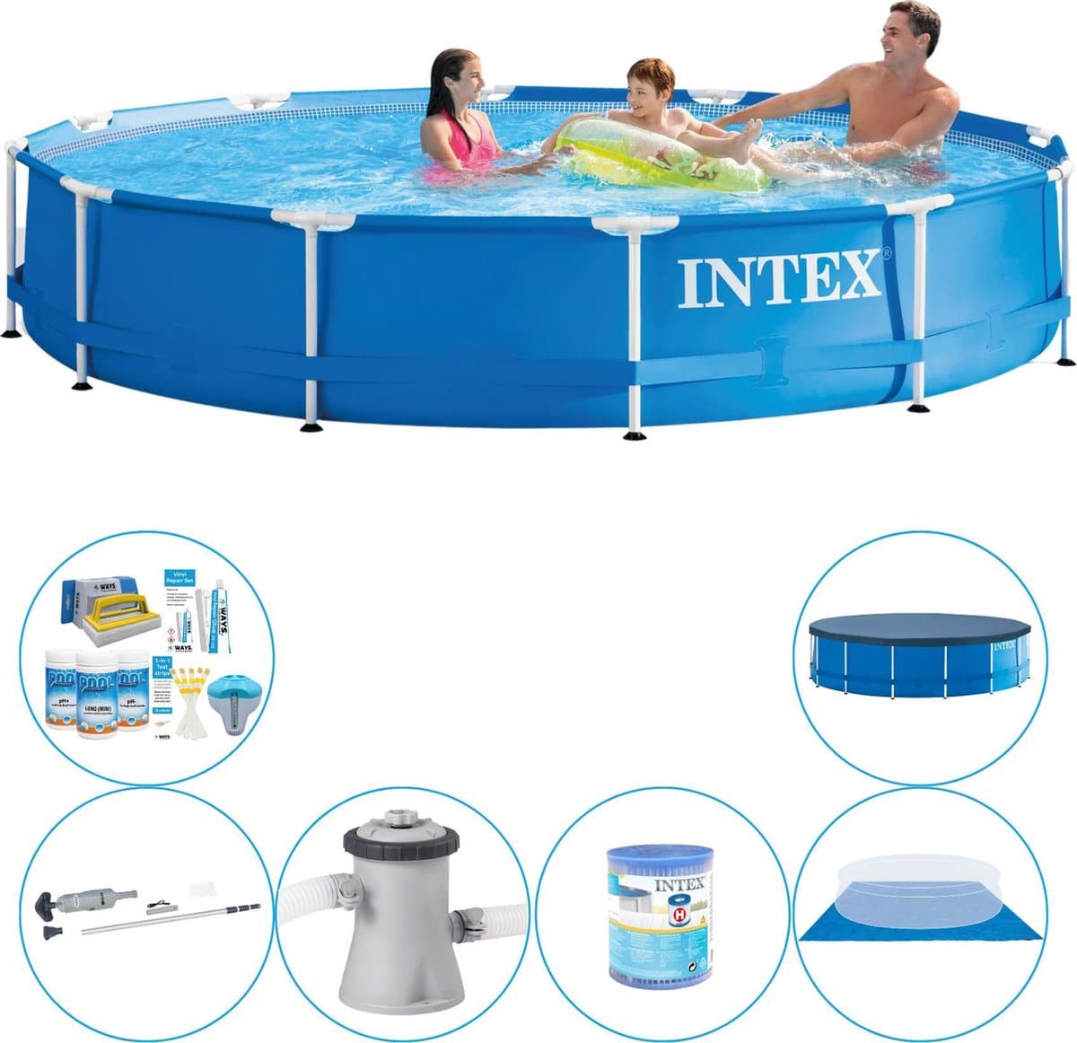 Metal Frame Pool Zwembad Deluxe Deal - 305 x 76 cm