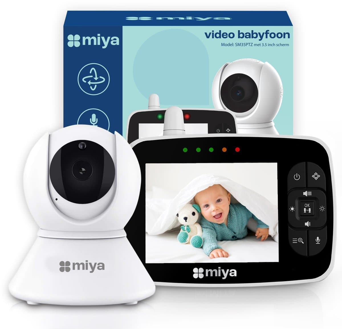 Miya M35 Babyfoon - Babyfoon met camera - Op afstand bestuurbaar - Video & Audio - Baby monitor