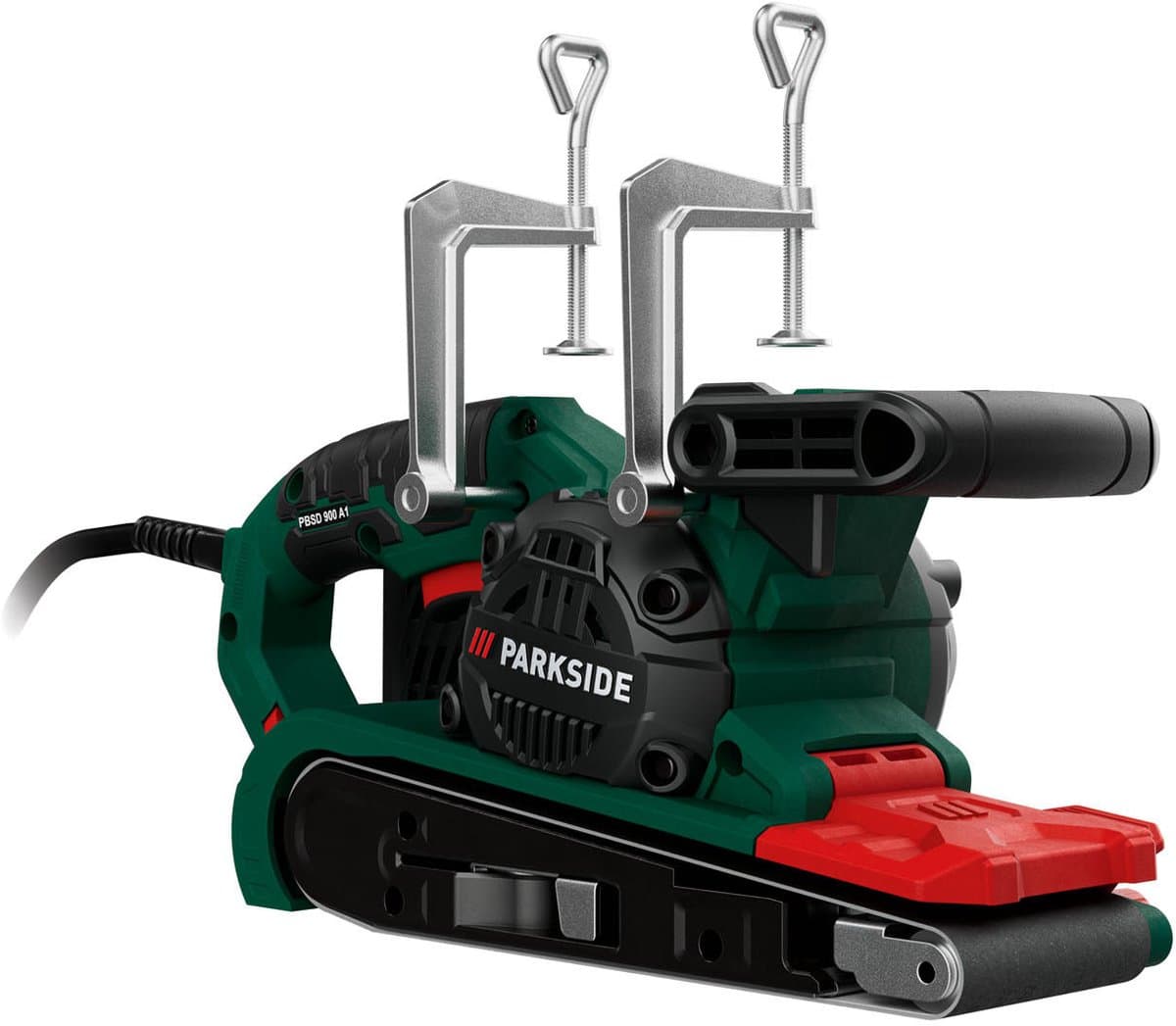 Parkside Bandschuurmachine - Vermogen: 900 W - Bandsnelheid: 240–400 m/min. - Schuurband: 75 x 533 mm - Slanke voorrol voor schuren dicht bij de rand - Aansluiting voor externe stofafzuiging - Eenvoudig schuurband wisselen