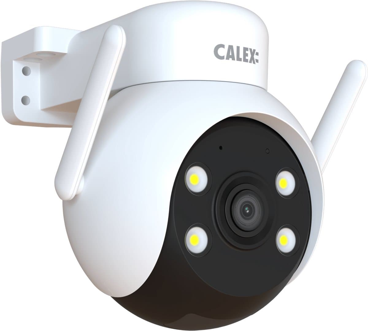 Calex Beveiligingscamera voor Buiten - 2K - Pan Tilt - Slimme Bewakingscamera met Nachtzicht - Bewegingsdetectie & 2‑weg Audio - Wit