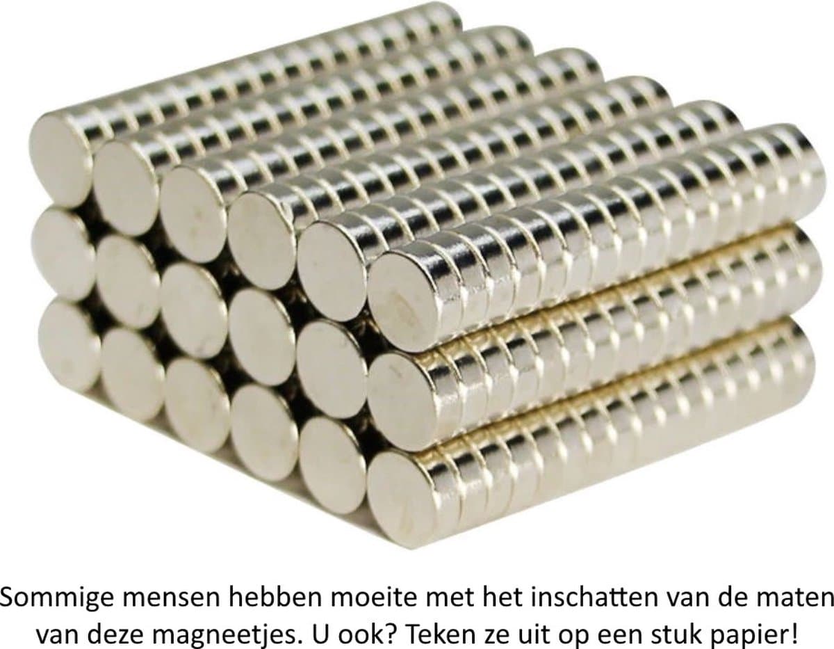 Ronde platte neodymium magneetjes 100 stuks - 6 x 2 mm - zeer sterk - neodymium magneet - koelkast - whiteboard