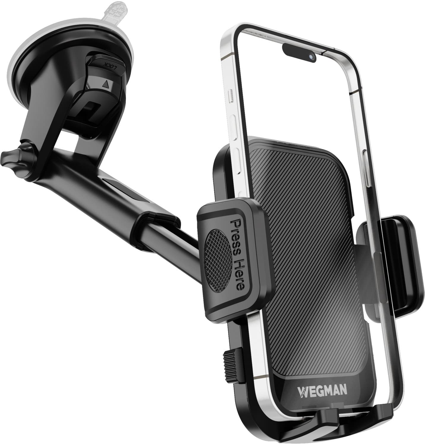 Wegman Telefoonhouder Auto Zuignap met Verstelbare Arm - Extra Krachtige Zuignap voor Dashboard en Raam - Autohouder voor alle Telefoons - Telefoonhouders Auto - GSM Mobiel Houder - Phone Holder Car - Auto Accessories