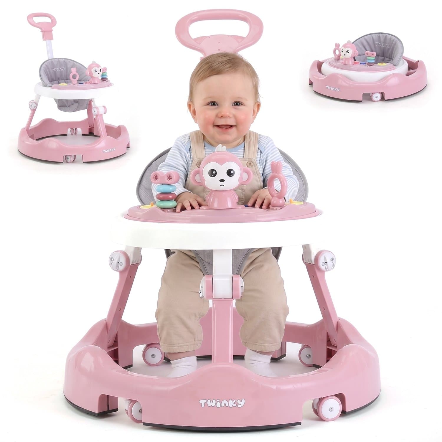 Twinky® Loopstoel Baby – Inklapbare Loopwagen met 3-delige speelset – Babywalker & Loopstoeltje inclusief Voetenmat en Steel