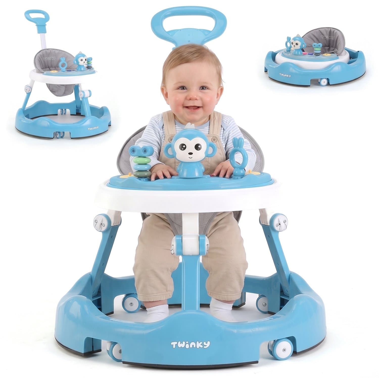 Twinky® Loopstoel Baby – Inklapbare Loopwagen met 3-delige speelset – Babywalker & Loopstoeltje inclusief Voetenmat en Steel
