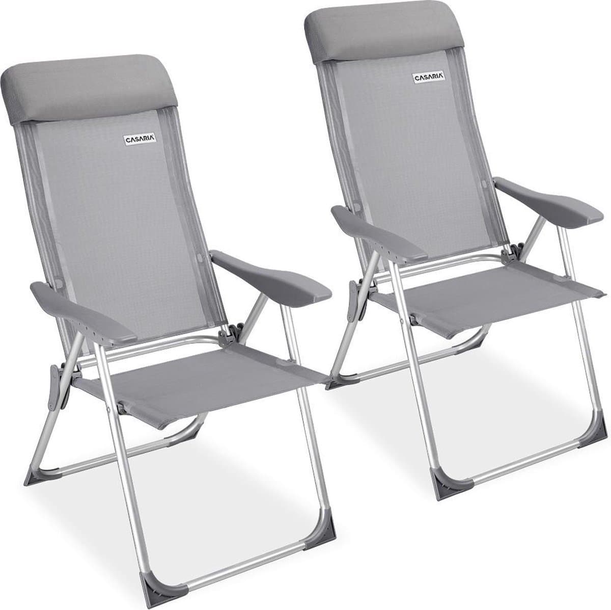 Casaria - Aluminium Tuinstoel 2 Stuks - 7-voudig Verstelbaar - Grijs