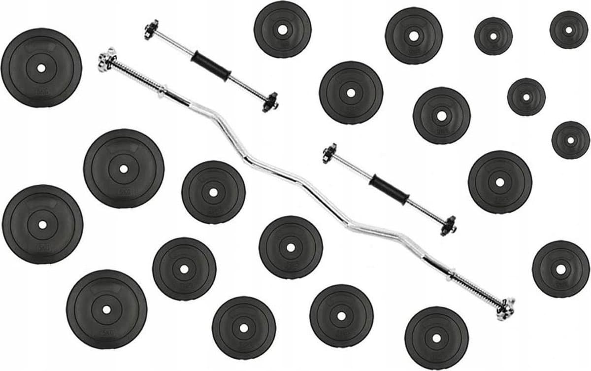 Halterset – Gewichtenset – Fitness set – Dumbbell set – Halterstangset 48 kg + 3 STANGEN