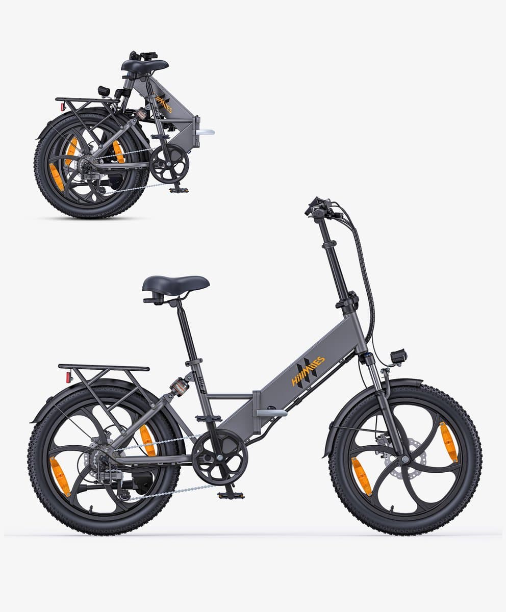 Hillmiles Mile 2 Elektrische fiets - Actieradius 60km - Verwijderbare batterij 36V13Ah - Motor 250W - Shimano 7 versnellingen - 20 Inch opvouwbare City Commuter E-Bike - Grijs