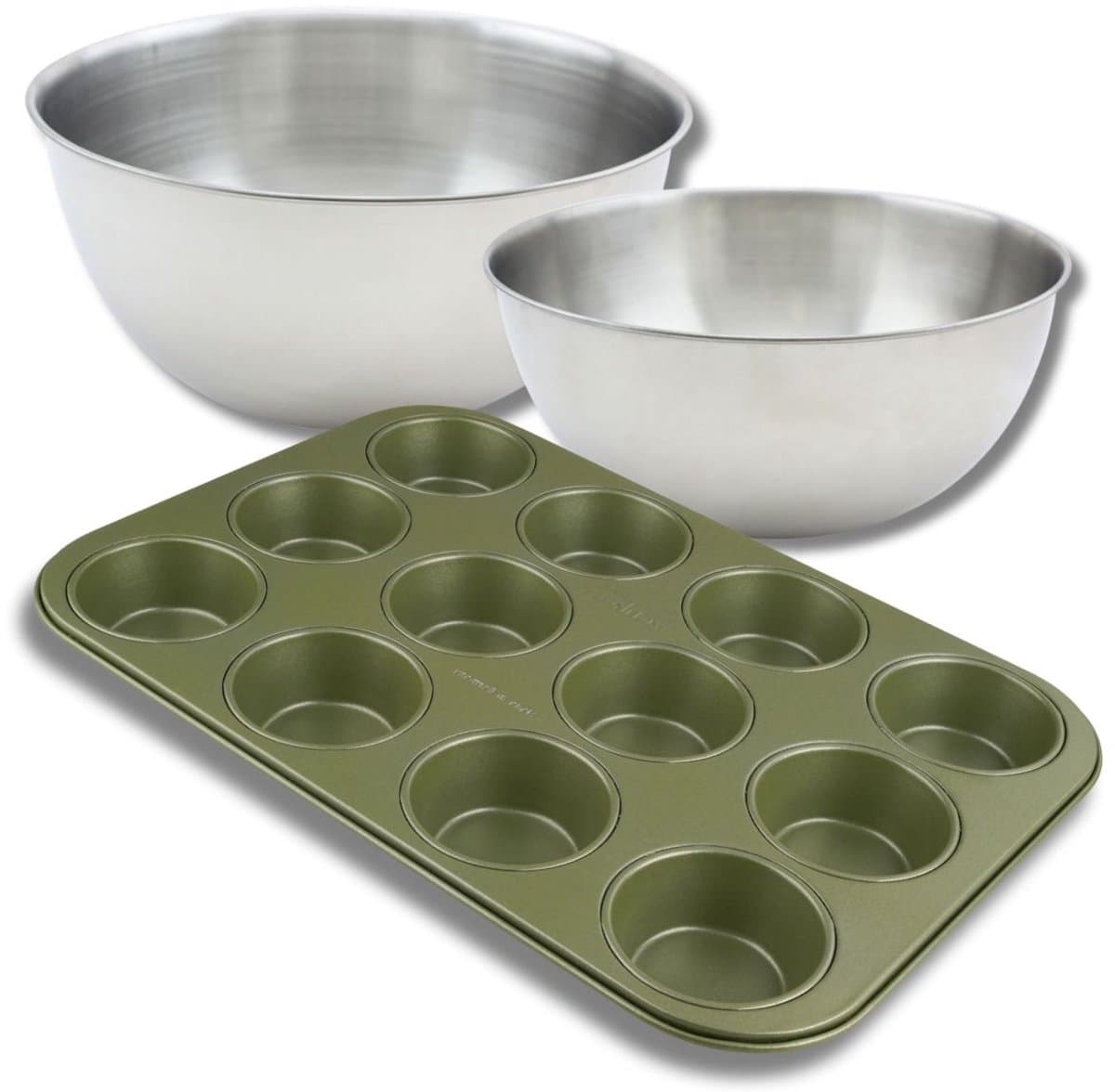 Bakkerset met bakvorm voor 12 muffins, 2 mengkommen en spatel Zenker