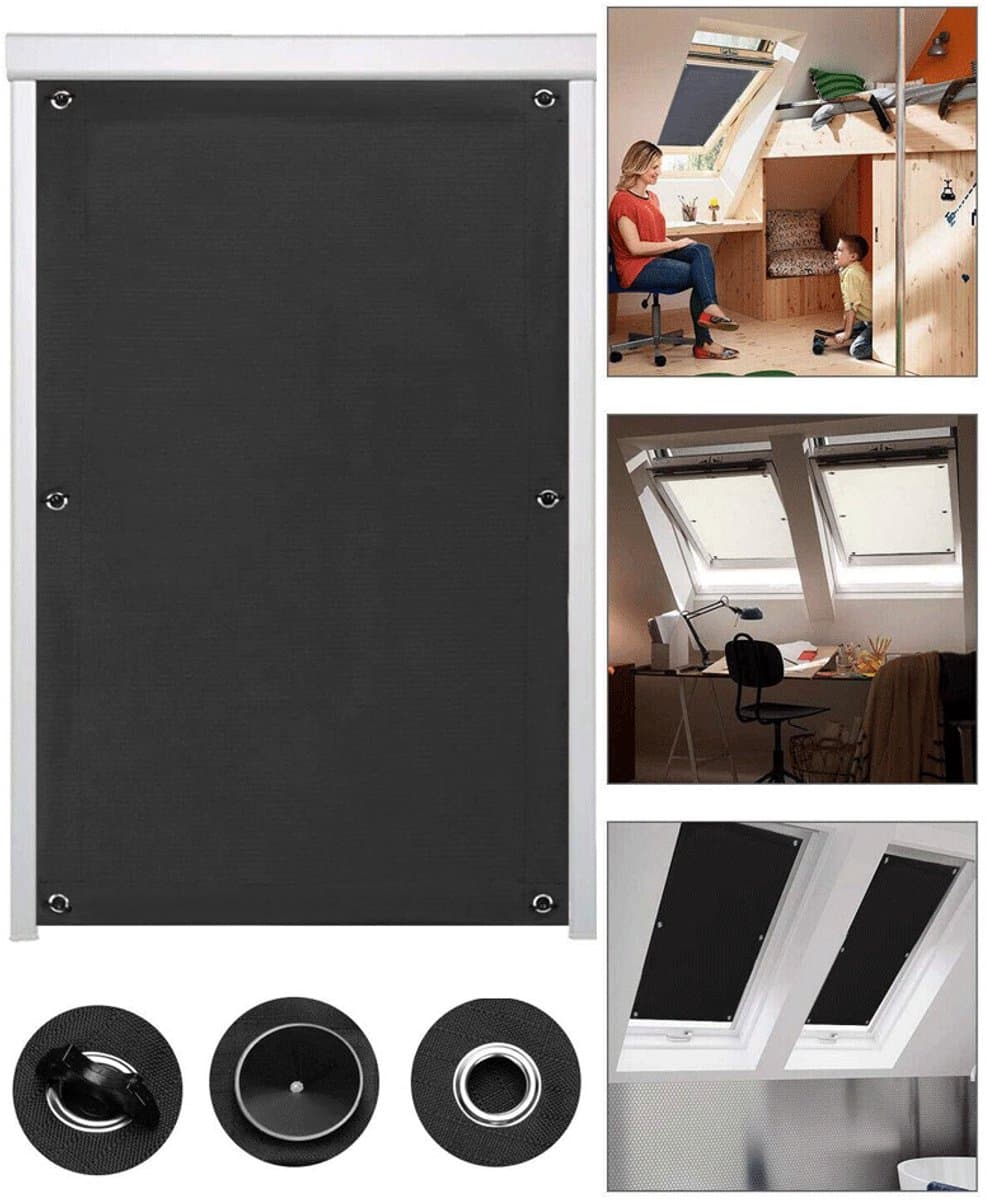 Rolgordijn Verduisterend - 60 x 115 cm - Thermo Rolgordijn - met Zuignappen - Zonder Boren - Thermisch Rolgordijn Verduisterend - Draagbare Raamverduistering - Verduisterend - Isolerend - Verduisteringsgordijn voor Slaapkamer en Reizen - Zwart