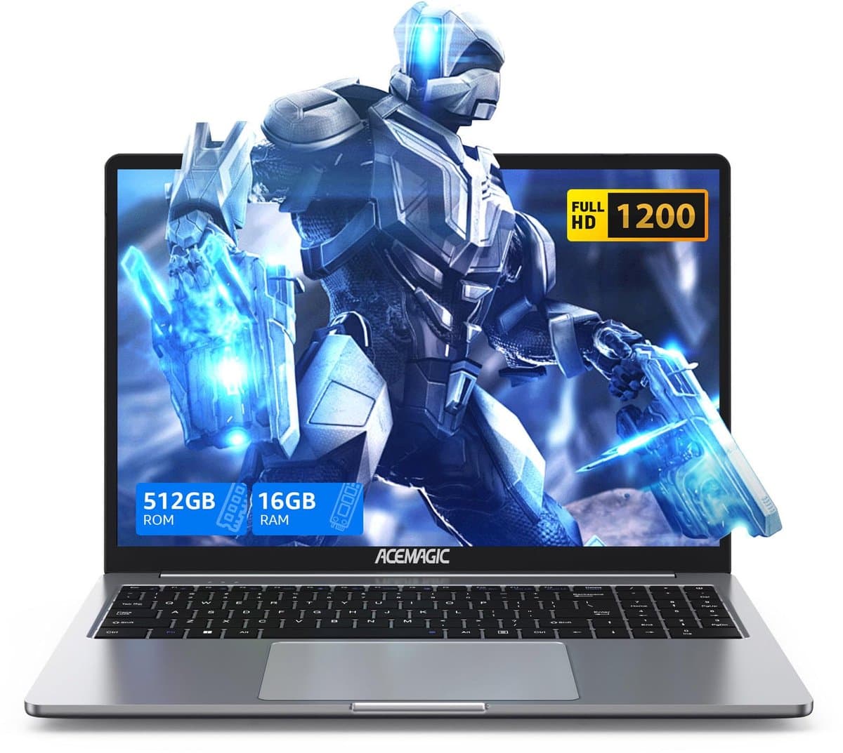 Acemagic AX16 Laptop - 16 inch Full HD Notebook - In-tel Alder Lake N95 (tot 3,4 GHz) - 16 GB DDR4 RAM 512 GB SSD - WiFi- BT5.0 - Type C -Grijs