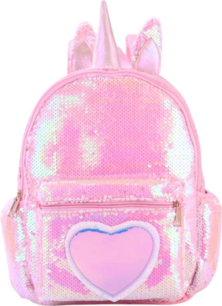 Joya Kids® Unicorn Schooltas | Rugzak Meisje | Eenhoorn rugtas | Unicorn rugzak | Backpack meisjes | Roze Pailletten en Glitter Tas | 34 x 24 cm