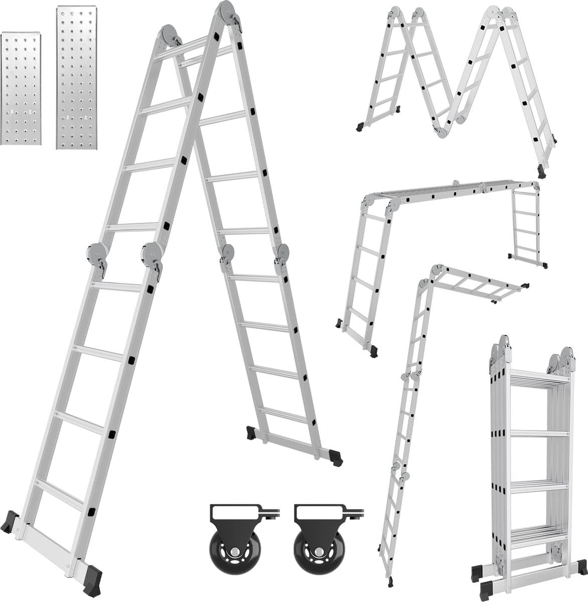 Vouwladder 4x4 Leunladder Aluminium Multifunctionele ladder Verlengladder