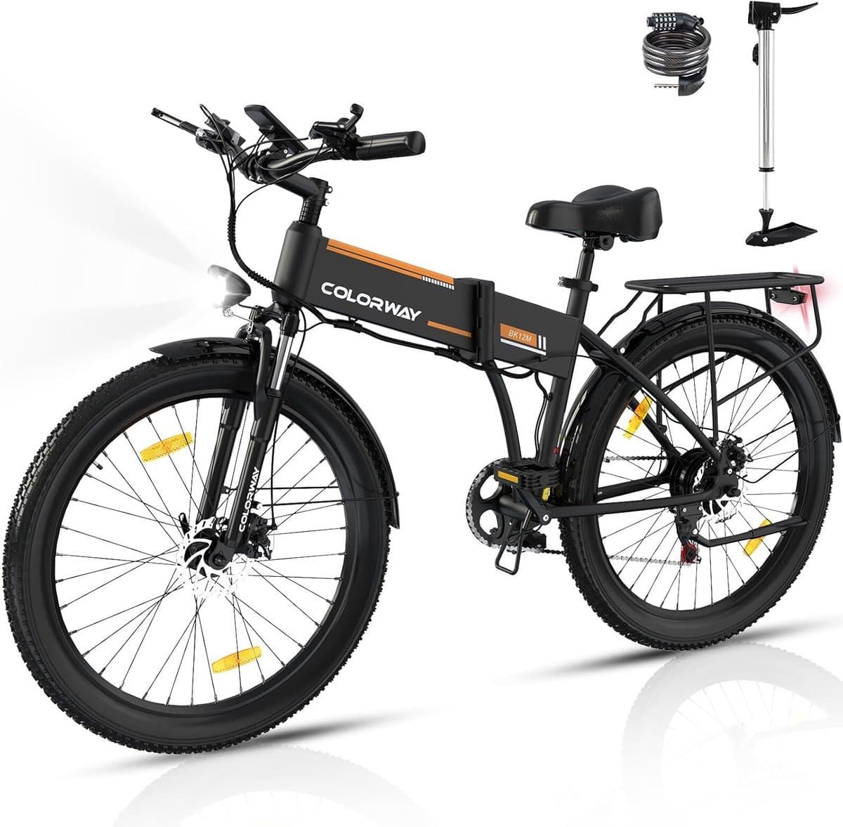 Colorway Elektrische Fiets BK12MS - Trendy 26*3.0 Inch Fat Tire City Commuter EBike met Afneembare 36V 12Ah Lithium Batterij - Opvouwbaar Mountain E-Bike met 250W Motor - 7 Versnellingen - IP54 Waterdicht