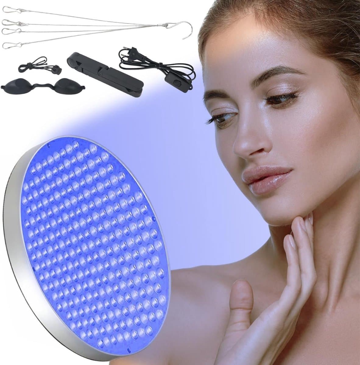 Zonnehemel Ophangbaar – Gezichtsbruiner 250 Leds - Solarium – Zelfbruiner – Inclusief Bril – UV Licht – Infrarood Lampen – Professionele Zonnebank – Voor Lichaam en Gezicht