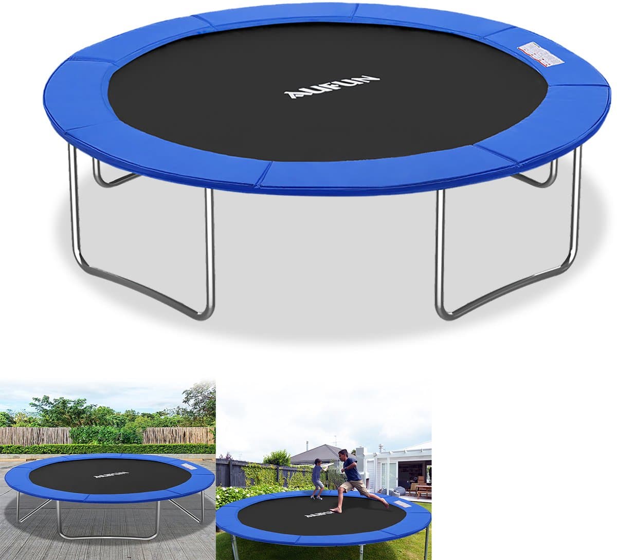 Trampoline-randafdekking, veerafdekking, Ø 305 cm, UV-bestendigheid, scheurbestendig, randbescherming, veiligheidsmat, trampoline-accessoires, standaardmaat voor trampolines blauw