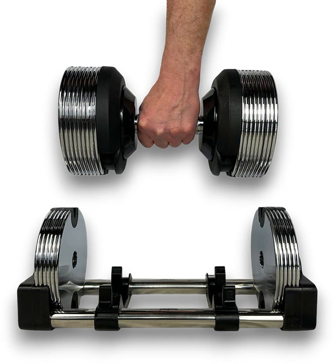 KRAKEN Verstelbare Dumbbell 32 KG Compact | Halterset Verstelbaar in Gewicht | Adjustable Fitness Dumbbell Compact | Krachttraining Trainingshalter 20KG | Tactical Dumbbell | Maximum Efficiency | ideaal voor Thuis- en Gym Training