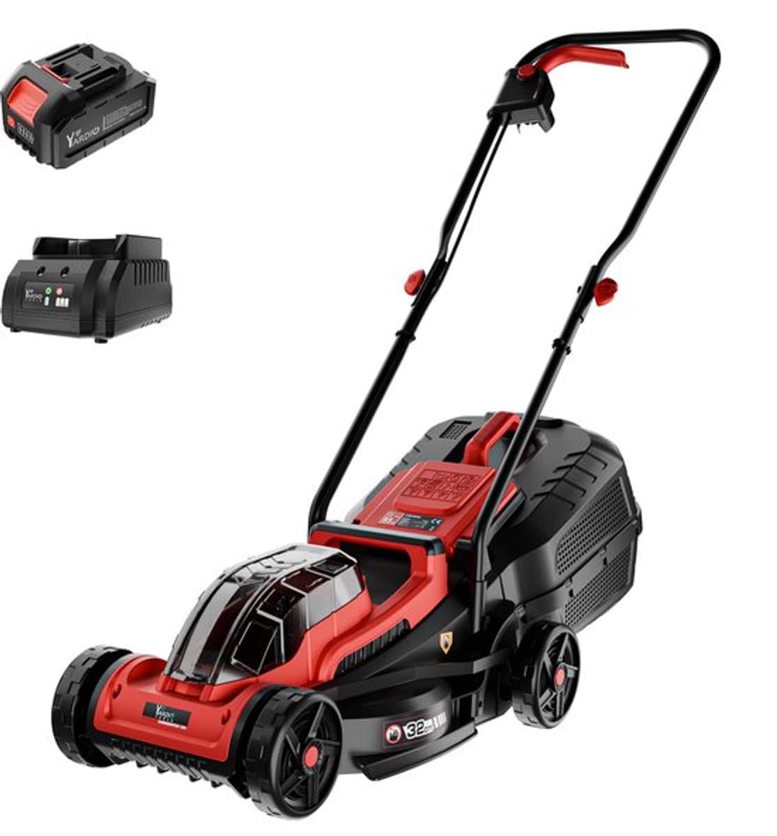 YARDIO Tools® - Grasmaaier Elektrisch - Grasmaaier Accu - Handmaaier - 320mm maaibreedte - 21v incl. 4.0a Accu en Snellader - tot 50m2 - Lawnmaster 320 - LawnMaster320-4.0aBAT