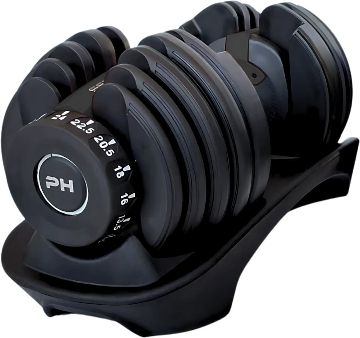 PH Fitness Verstelbare Dumbell 24KG Zwart - PRIJS PER STUK - Smart Dumbbells - Gewichtenset voor Home Gym - Adjustable Dumbbells van 2,5 kg tot 24kg - Complete Halterset van 15 Dumbbells in een!