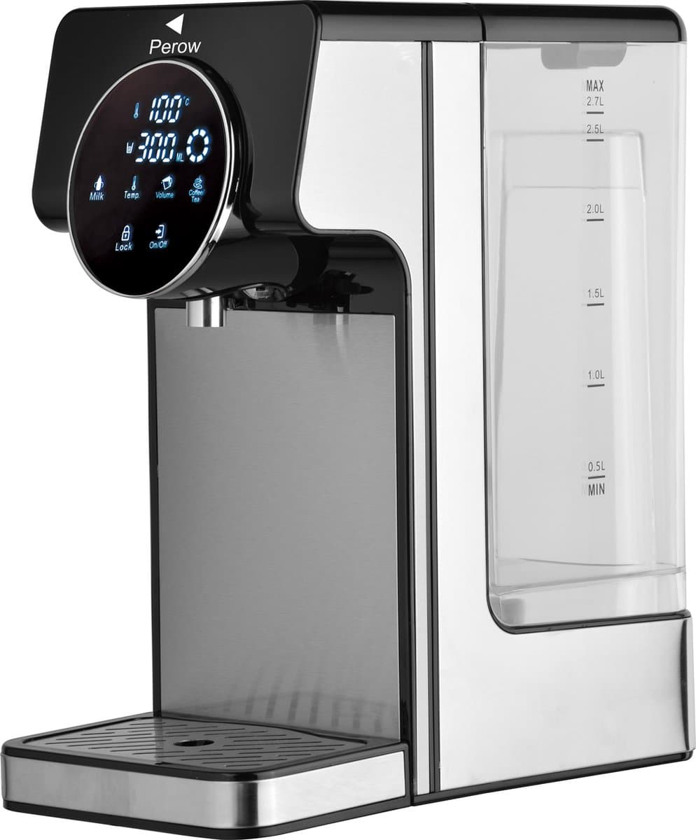 Perow Heetwaterdispenser - Waterkoker - Heetwatertap - Instant waterkoker - RVS - Zwart - 2.7 Liter