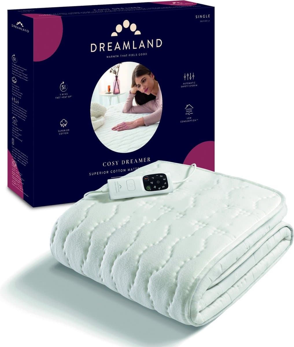 Dreamland 26055 Cotton - Elektrische deken - 1-persoons onderdeken - 150x80 cm - Katoen