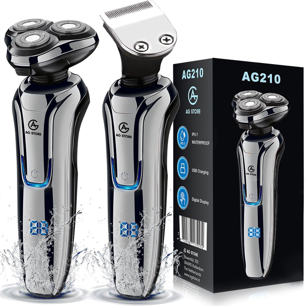 AG215 Scheerapparaat Mannen- Met Trimmer - Nat en droog - Scheerapparaten - Scheren - 120 Minuten Draadloos Te Gebruiken - Tondeuse - Elektrisch shaver - Baardtrimmer - Ook Voor Vrouwen