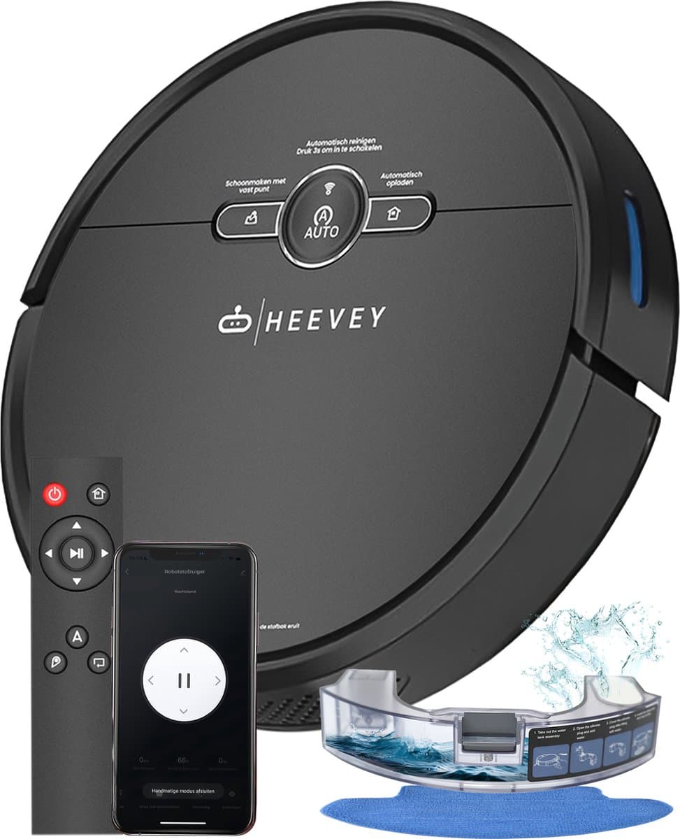 Heevey Robotstofzuiger met dweilfunctie - Automatisch oplaadstation - Dweilrobot - Robotstofzuiger huisdieren
