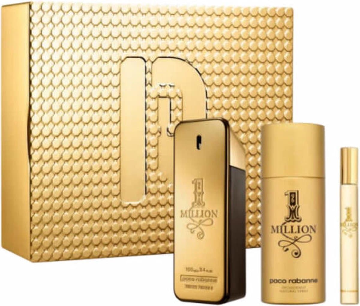 Paco Rabanne 1 Million Eau De Toilette Spray 100ml Set + Deo 150 ml + EDT 10 ml