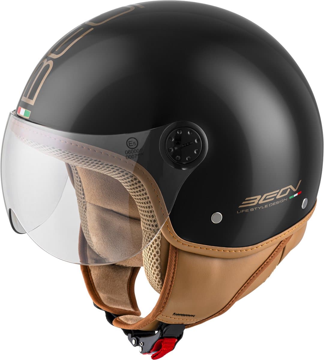BEON Design Luxe Scooterhelm - Zwart - L - Jethelm met Vizier - Motorhelm - Geschikt voor Vespa, Scooter, Brommer, Motor en Snorfiets