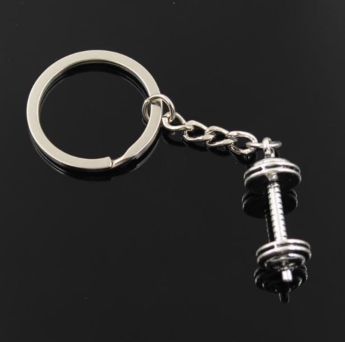 Zilveren Dumbbell - Gewicht - Fitness - Sleutelhanger