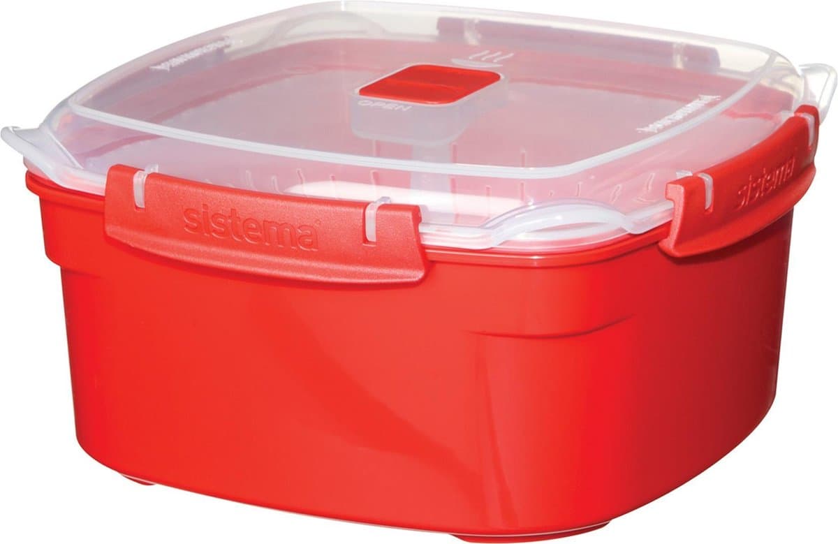 Sistema Microwave Magnetronbakje - Stoomkoker magnetron - Met deksel - Rood – 3.2L
