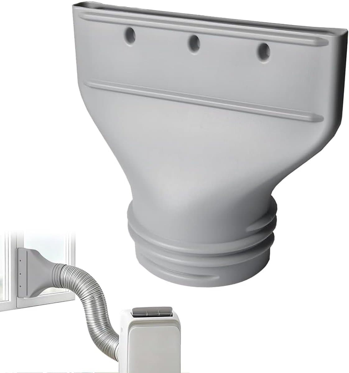 Koppelstuk Mobiele Airco Afvoerslang - Voor platte afvoerslang - Aansluiting Voor Afvoerslang Mobiele Airco - Raamafdichtingsset Voor Airco - Onderdelen Voor Airconditioners - Draagbare Airconditioning Slangconnector - Grijs