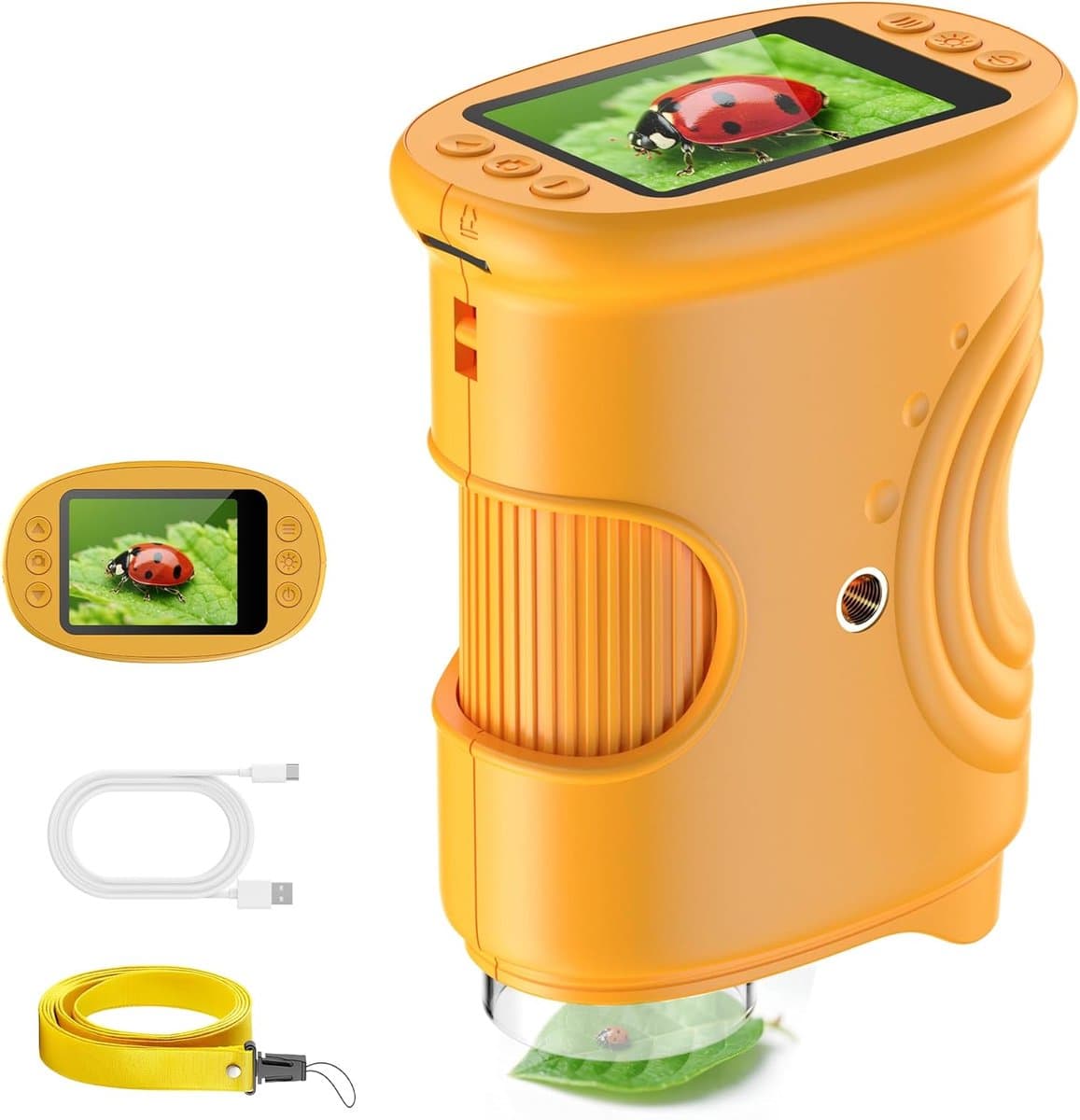 Kindermicroscopen - 1000x Digitale Kinder Microscoop - Geel - 8 LED-verlichting & 2MP Camera - Foto en Video Opname - 600mAh Oplaadbaar - Educatief & Wetenschappelijk Speelgoed voor Kinderen