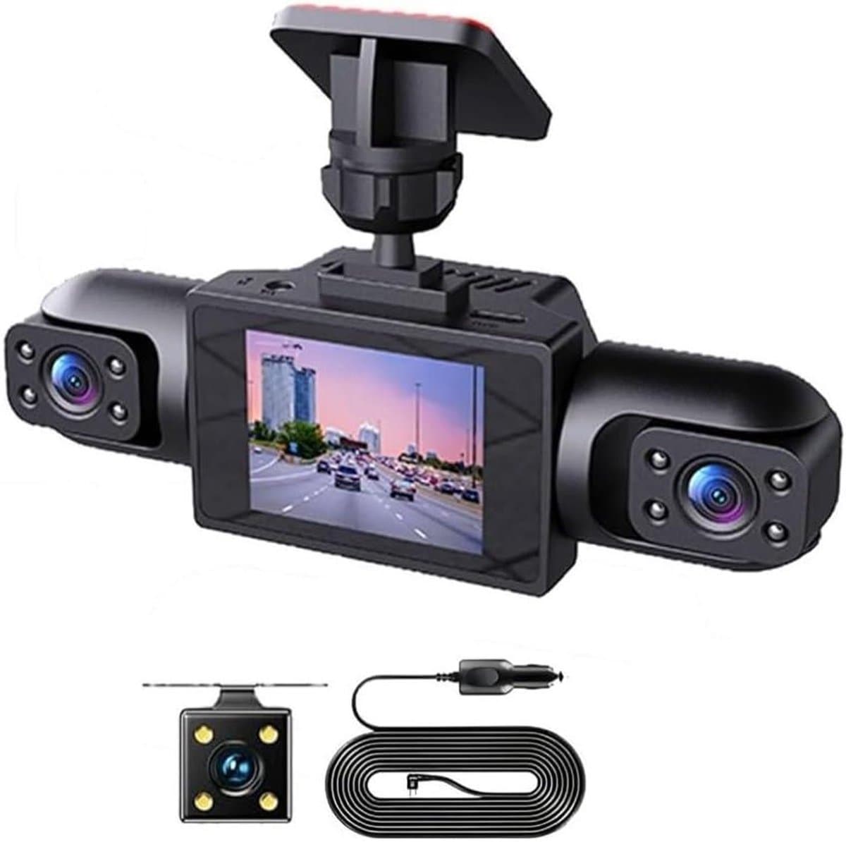 Auto Dashcam - 4 Camera Systeem - Veilig Rijden - 360 Graden Zicht - 3.16 Inch Scherm - Zwart