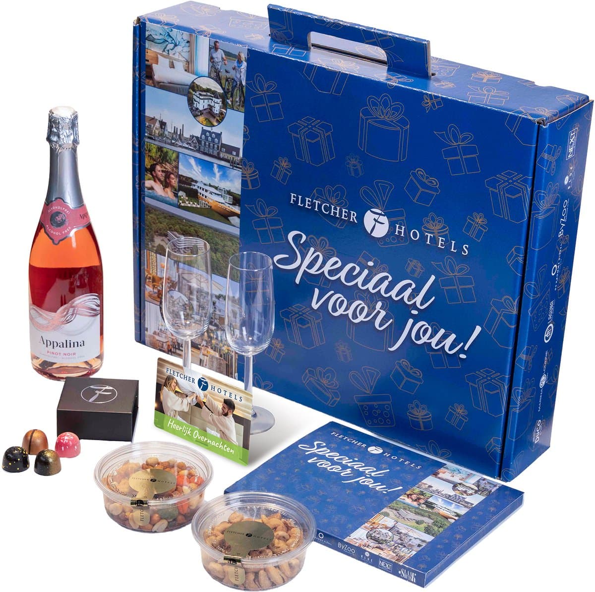 Fletcher Hotels Cadeaubox + Heerlijk Overnachten | Giftset - Relatiegeschenk - Origineel Cadeau - Cadeau voor hem - Cadeau voor haar - Kerstpakket - Kerstgeschenk - Kerstcadeau - Cadeau Kerst - Sintcadeau - Cadeau Sinterklaas - Giftbox