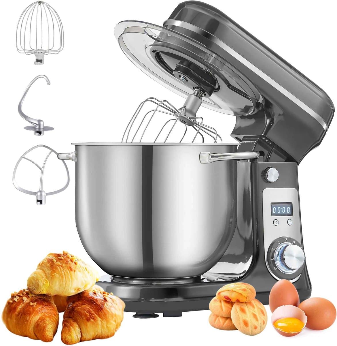 Glowstride - Keukenmachine - Keukenmixer - 1200W DC - stille motor 6L roestvrijstalen - Foodprocessor - Mixer - Blender