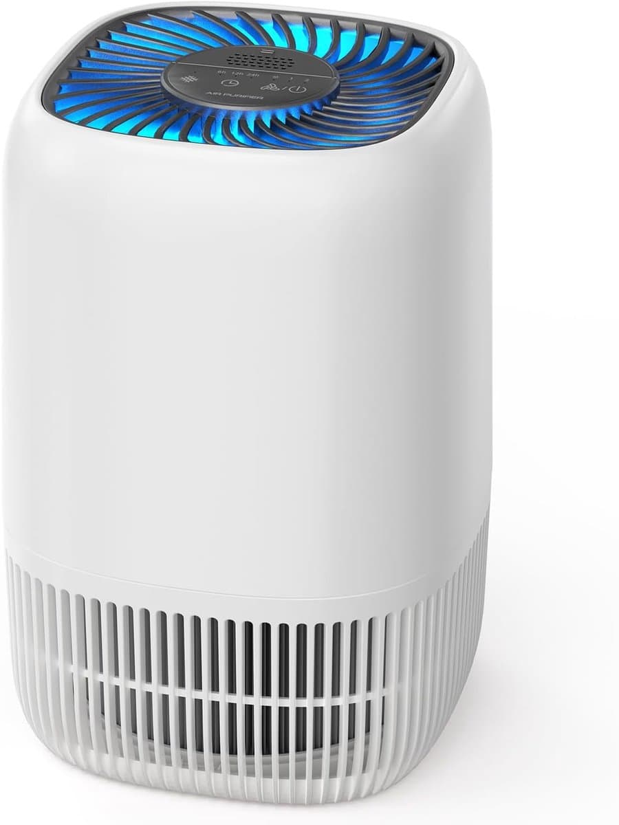 Luchtreiniger met HEPA Filter – Compacte Air Purifier – Stil & Energiezuinig – Voor Schone Lucht in Slaapkamer, Woonkamer & Kantoor