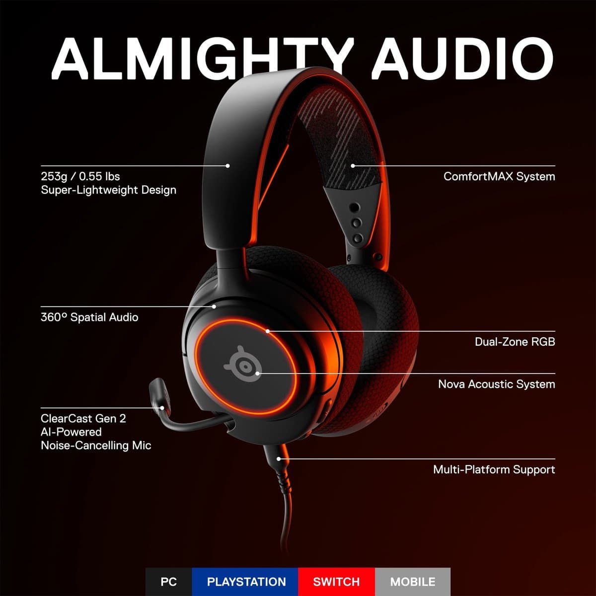 SteelSeries Arctis Nova 3 - USB Gaming Headset - Multi-Platform