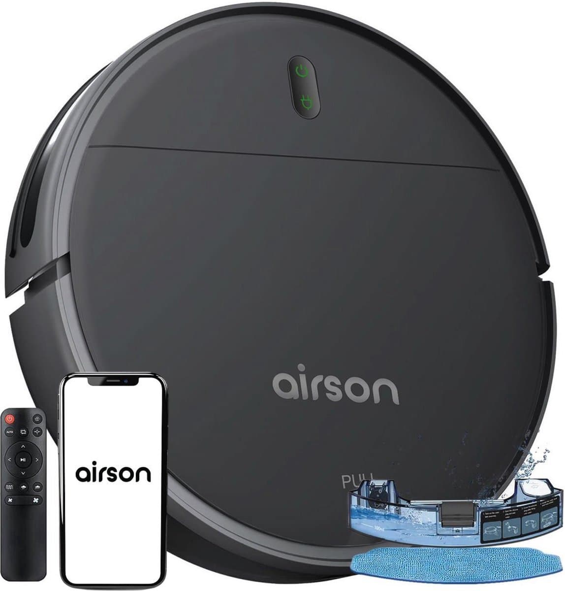 Robotstofzuiger met Dweilfunctie en Laadstation - Airson Pro Clean - Dweilrobot met App & Afstandsbediening - Geschikt voor Huisdieren en Tapijt