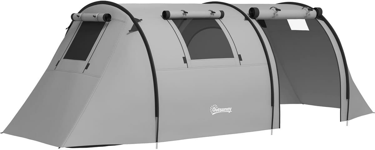 Outsunny Tunnelvormige tent-Polyester, glasvezel-470L x 220B x 150H cm-Grijs