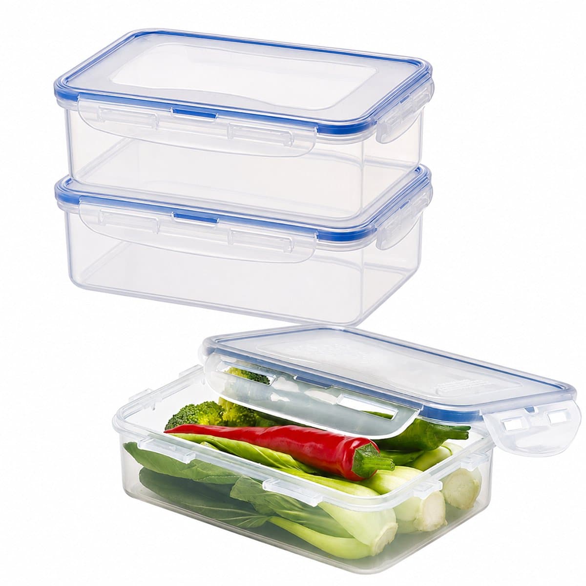 Lock&Lock Diepvriesbakjes - Meal prep bakjes - Vershoudbakjes - 550 ml - Set 3 stuks - 100% Lekvrij - BPA vrij - PFAS vrij - Magnetron bakjes met deksel - Diepvriesdozen - Bewaarbakjes - Vershouddoos - Transparant