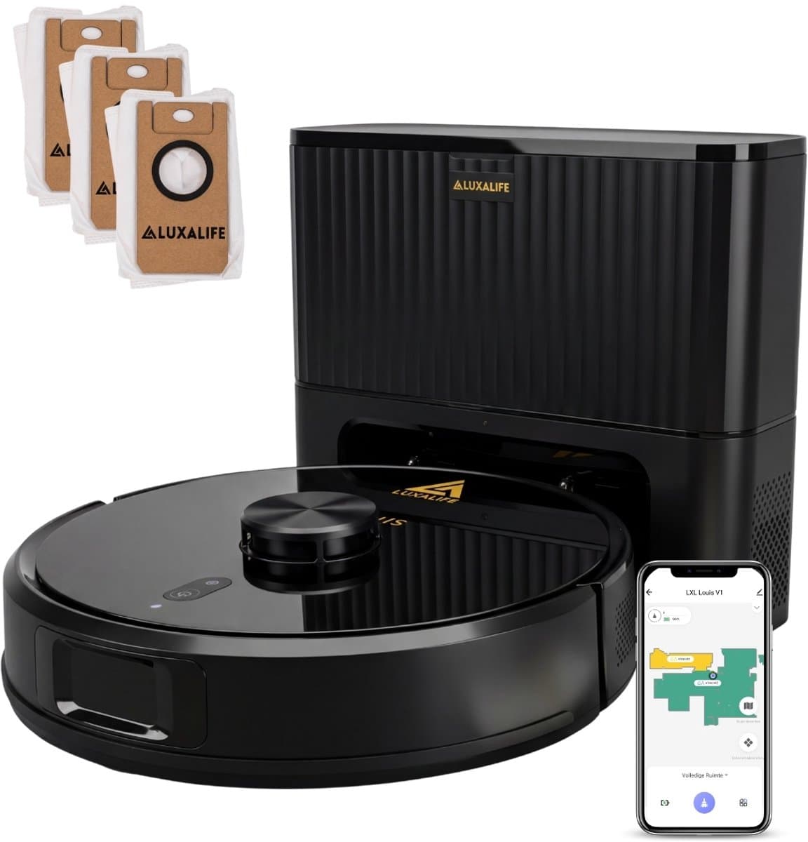 LuxaLife Louis V1 Robotstofzuiger met Dweilfunctie en Leegstation – 10.000 Pa Zuigkracht – LiDAR Navigatie – Y-Shape Dweilen – Nederlandse App – Geschikt voor Tapijt