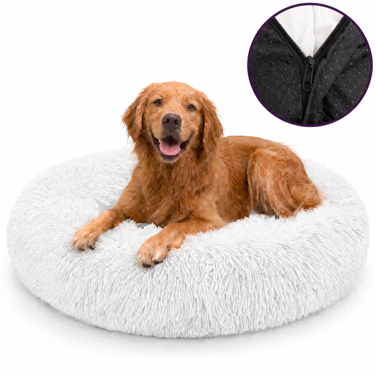 Behave Hondenmand Deluxe - Maat S - 50 cm - Hondenkussen - Hondenbed - Donutmand - Wasbaar - Fluffy - Donut - Grijs