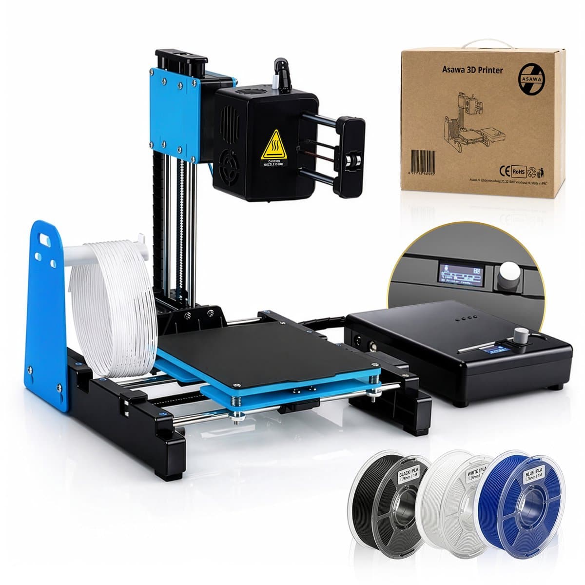 Asawa 3D Printer voor Beginners - Direct Printklaar - Compact en Stil - Inclusief PLA Filament